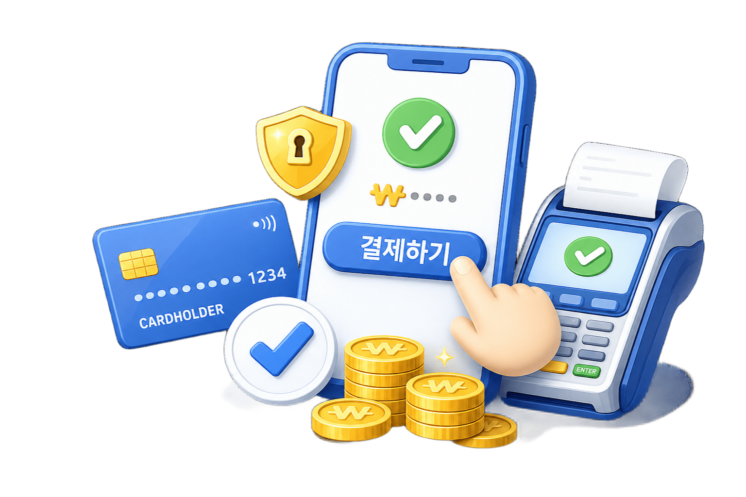 간편 결제 진행 단계 일러스트